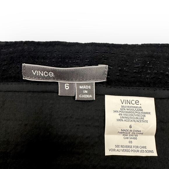 Vince Women's Tweed Mini Skirt Size 6 Black Wool Blend Textured Preppy - Picture 5 of 6